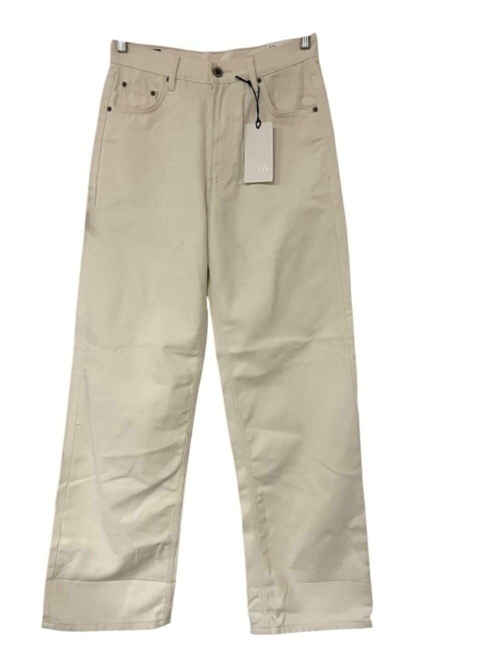 Zara ZW Womens Relaxed Leg Jeans EU 36 US 4 Ecru Full Length 8246/240 NWT